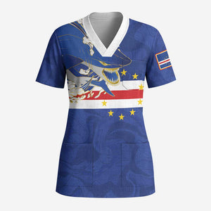 Custom Cape Verde National Football Scrub Top Glory Blue Sharks - African Pride