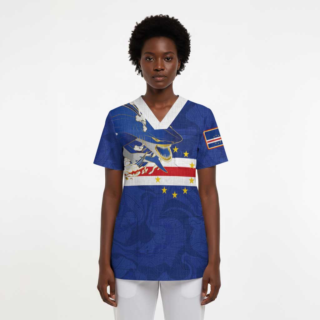 Custom Cape Verde National Football Scrub Top Glory Blue Sharks - African Pride