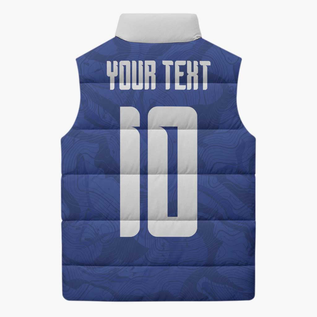 Custom Cape Verde National Football Sleeveless Puffer Jacket Glory Blue Sharks - African Pride