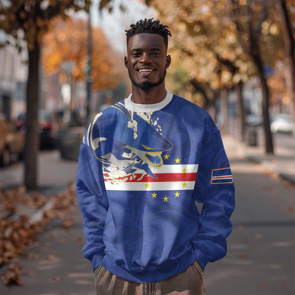 Custom Cape Verde National Football Sweatshirt Glory Blue Sharks - African Pride
