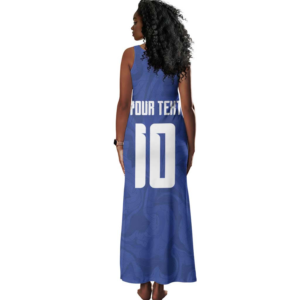 Custom Cape Verde National Football Tank Maxi Dress Glory Blue Sharks - African Pride