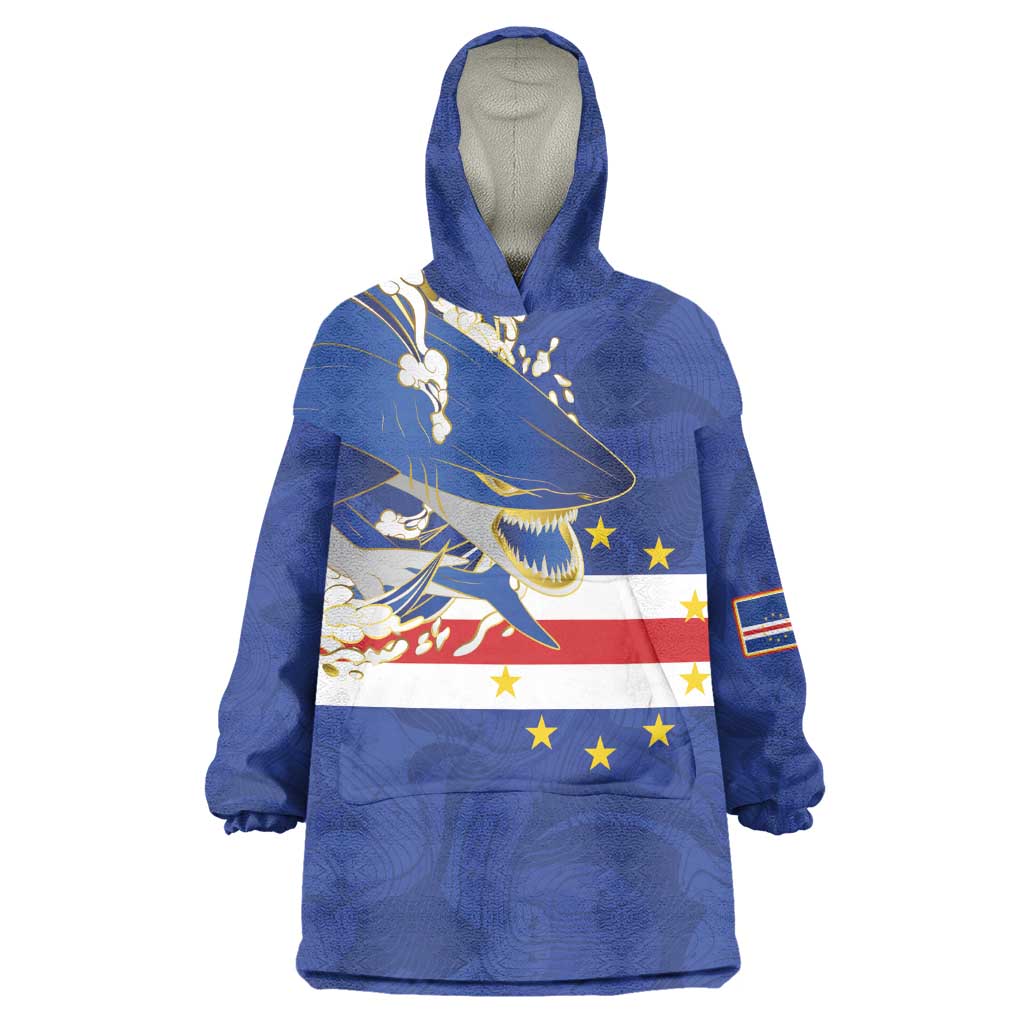 Custom Cape Verde National Football Wearable Blanket Hoodie Glory Blue Sharks - African Pride