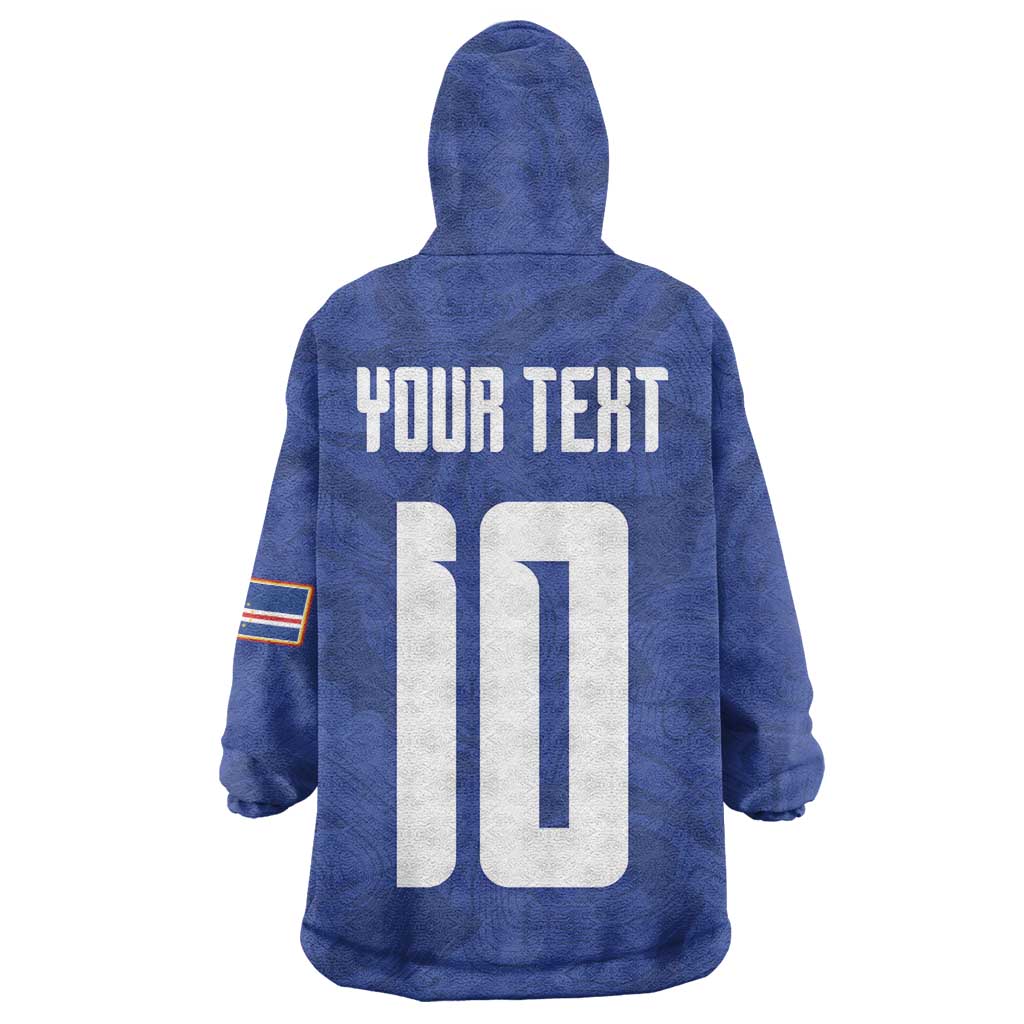 Custom Cape Verde National Football Wearable Blanket Hoodie Glory Blue Sharks - African Pride