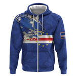 Custom Cape Verde National Football Zip Hoodie Glory Blue Sharks - African Pride