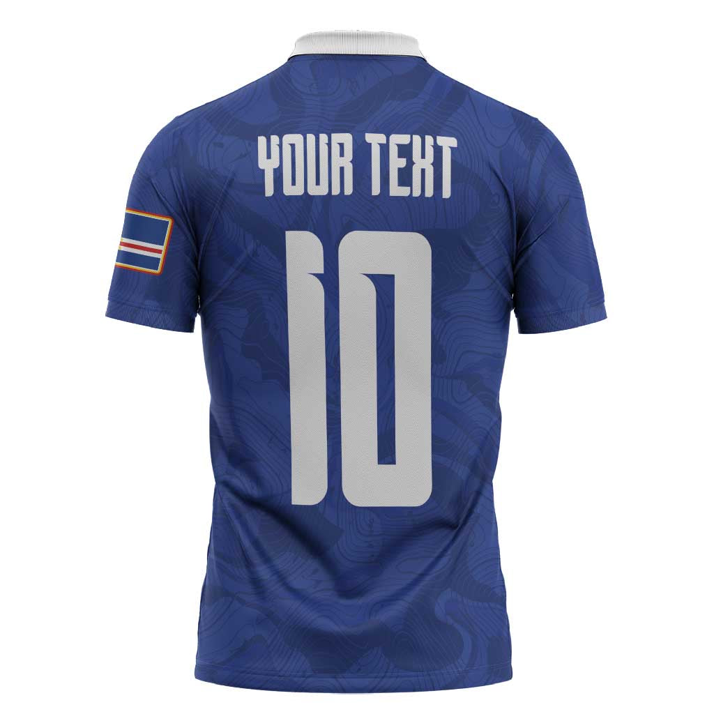 Custom Cape Verde National Football Zipper Polo Shirt Glory Blue Sharks - African Pride