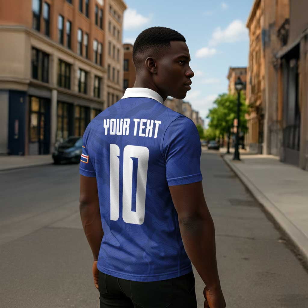 Custom Cape Verde National Football Zipper Polo Shirt Glory Blue Sharks - African Pride