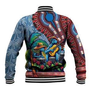 Afro-Caribbean Baseball Jacket African Dashiki Style with Caribbean Music with Blue Iguanas - African Pride