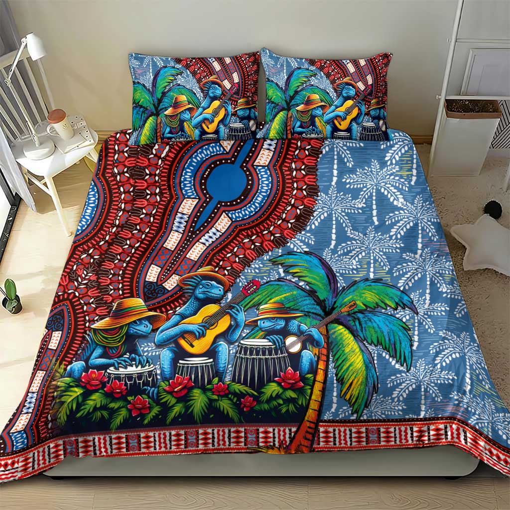 Afro-Caribbean Bedding Set African Dashiki Style with Caribbean Music with Blue Iguanas - African Pride