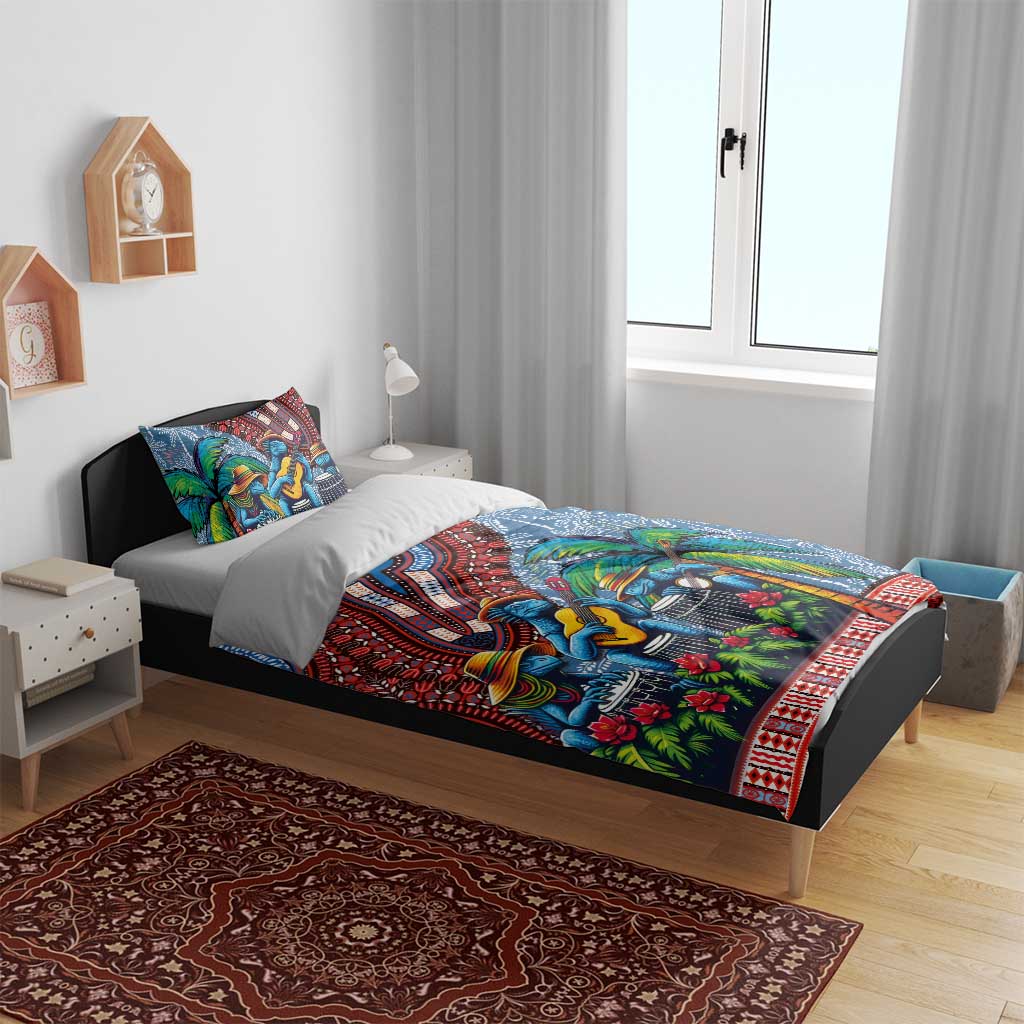 Afro-Caribbean Bedding Set African Dashiki Style with Caribbean Music with Blue Iguanas - African Pride