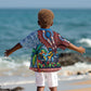 Afro-Caribbean Kid Hawaiian Shirt African Dashiki Style with Caribbean Music with Blue Iguanas - African Pride