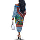 Afro-Caribbean Off The Shoulder Long Sleeve Dress African Dashiki Style with Caribbean Music with Blue Iguanas - African Pride