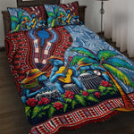 Afro-Caribbean Quilt Bed Set African Dashiki Style with Caribbean Music with Blue Iguanas - African Pride