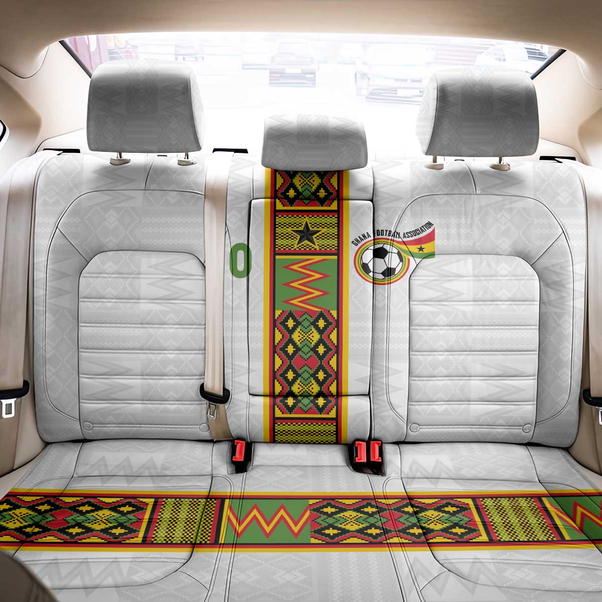Ghana National Football Custom Back Car Seat Cover Kente Motifs Sporty Style - African Pride