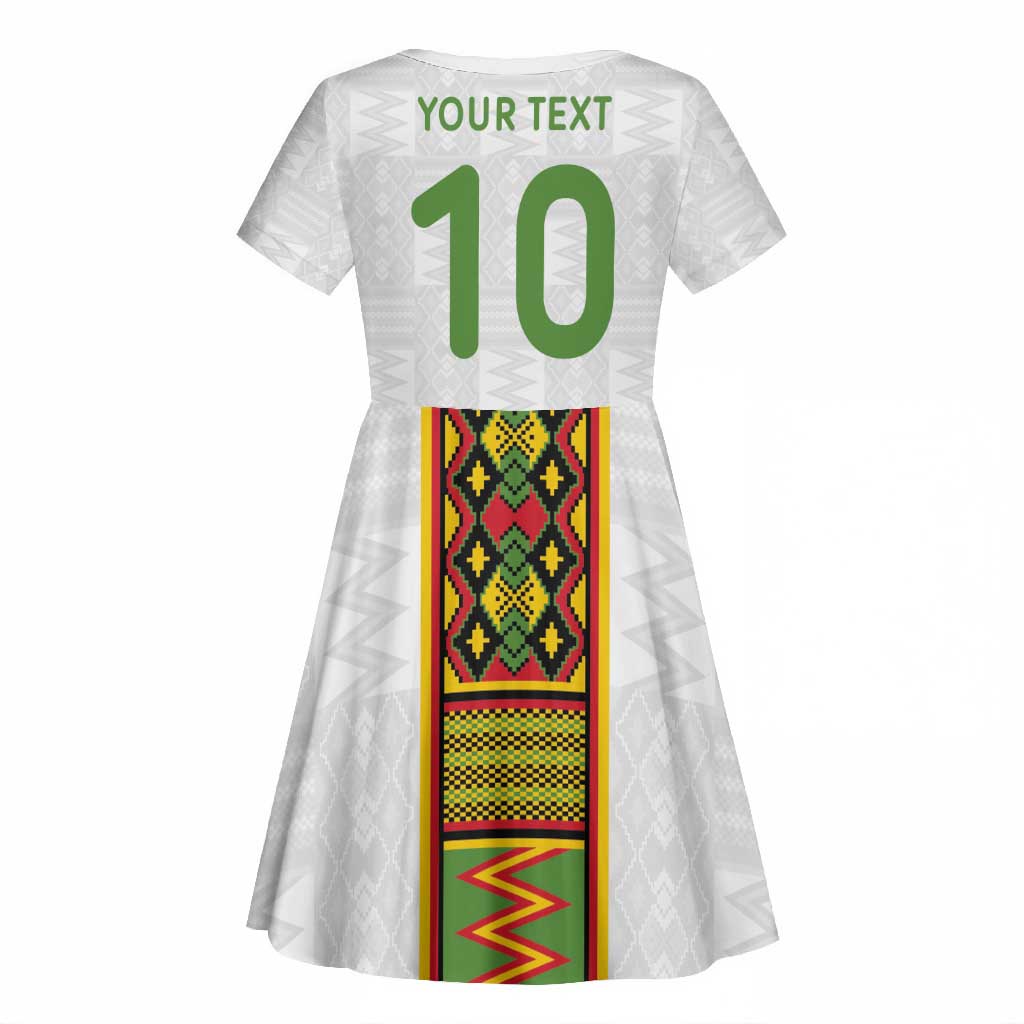 Ghana National Football Custom Kid Short Sleeve Dress Kente Motifs Sporty Style - African Pride