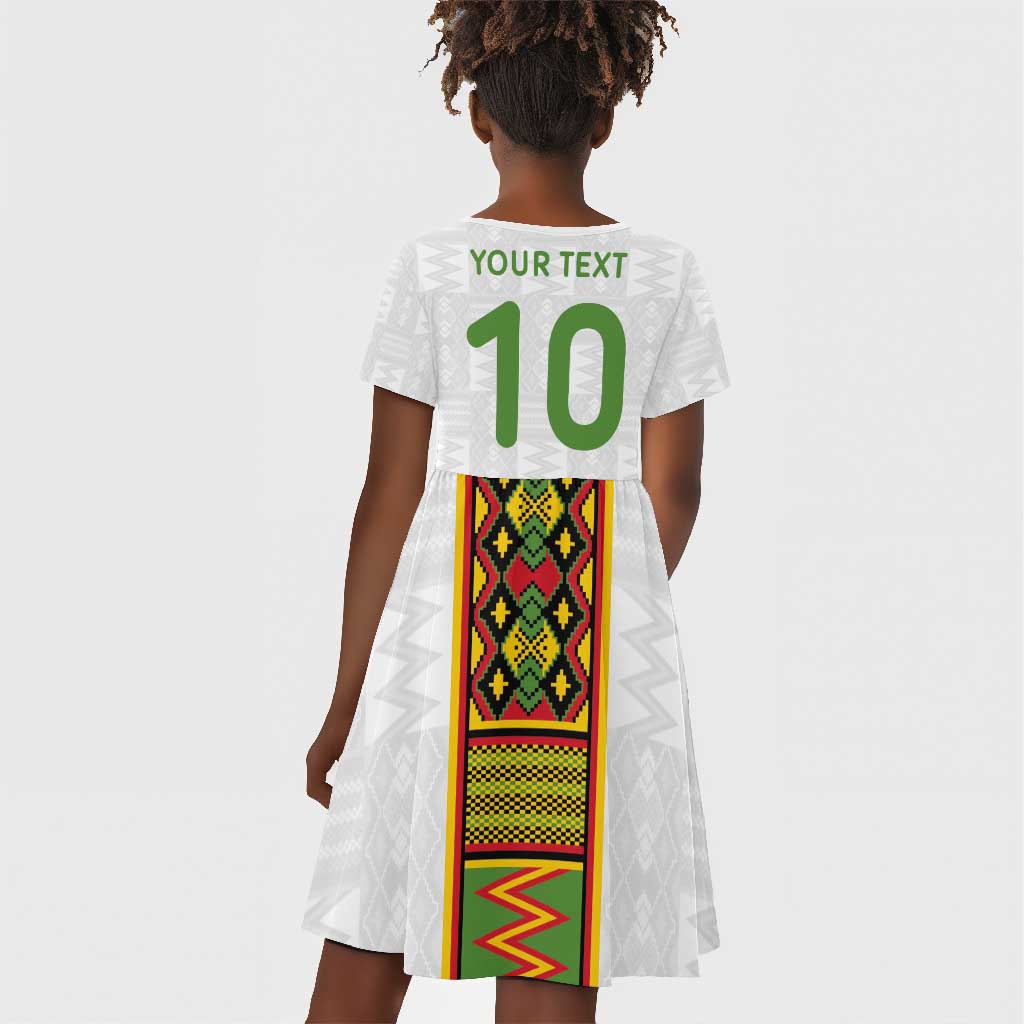 Ghana National Football Custom Kid Short Sleeve Dress Kente Motifs Sporty Style - African Pride