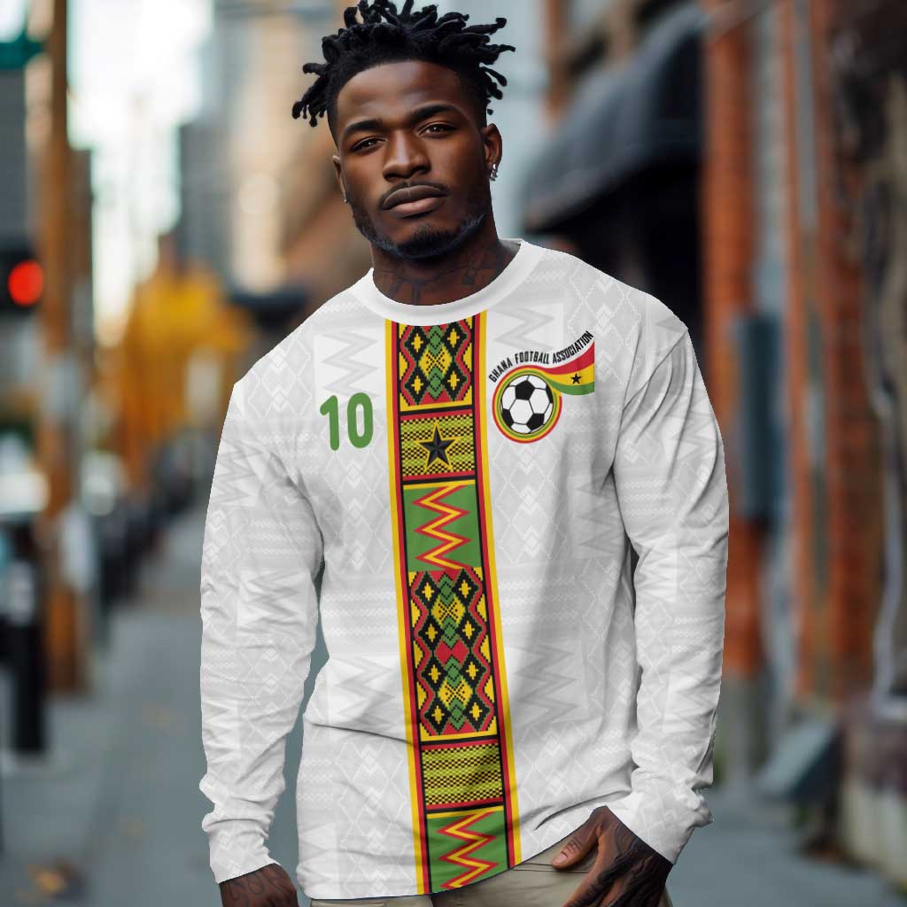 Ghana National Football Custom Long Sleeve Shirt Kente Motifs Sporty Style - African Pride