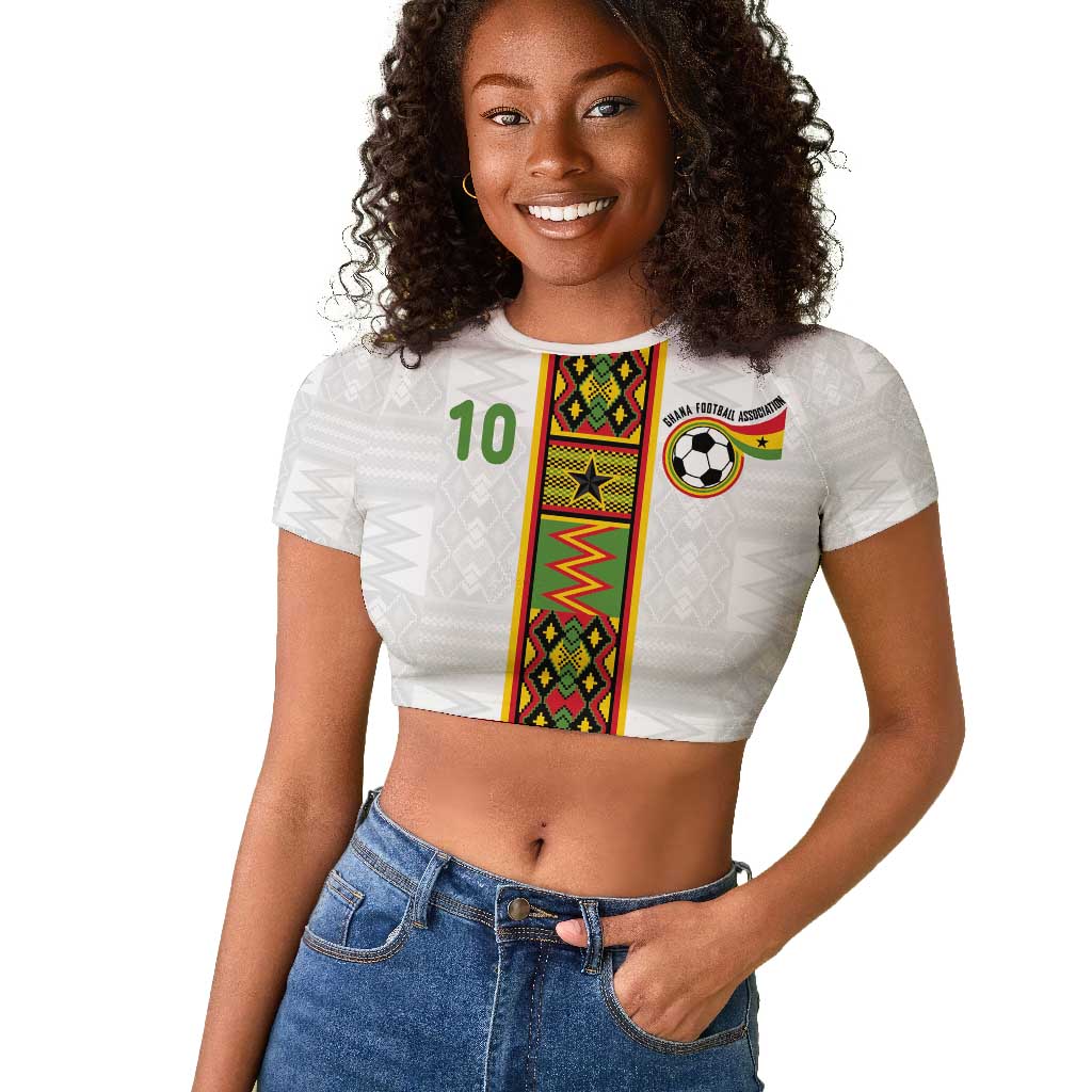 Ghana National Football Custom Raglan Cropped T shirt Kente Motifs Sporty Style - African Pride
