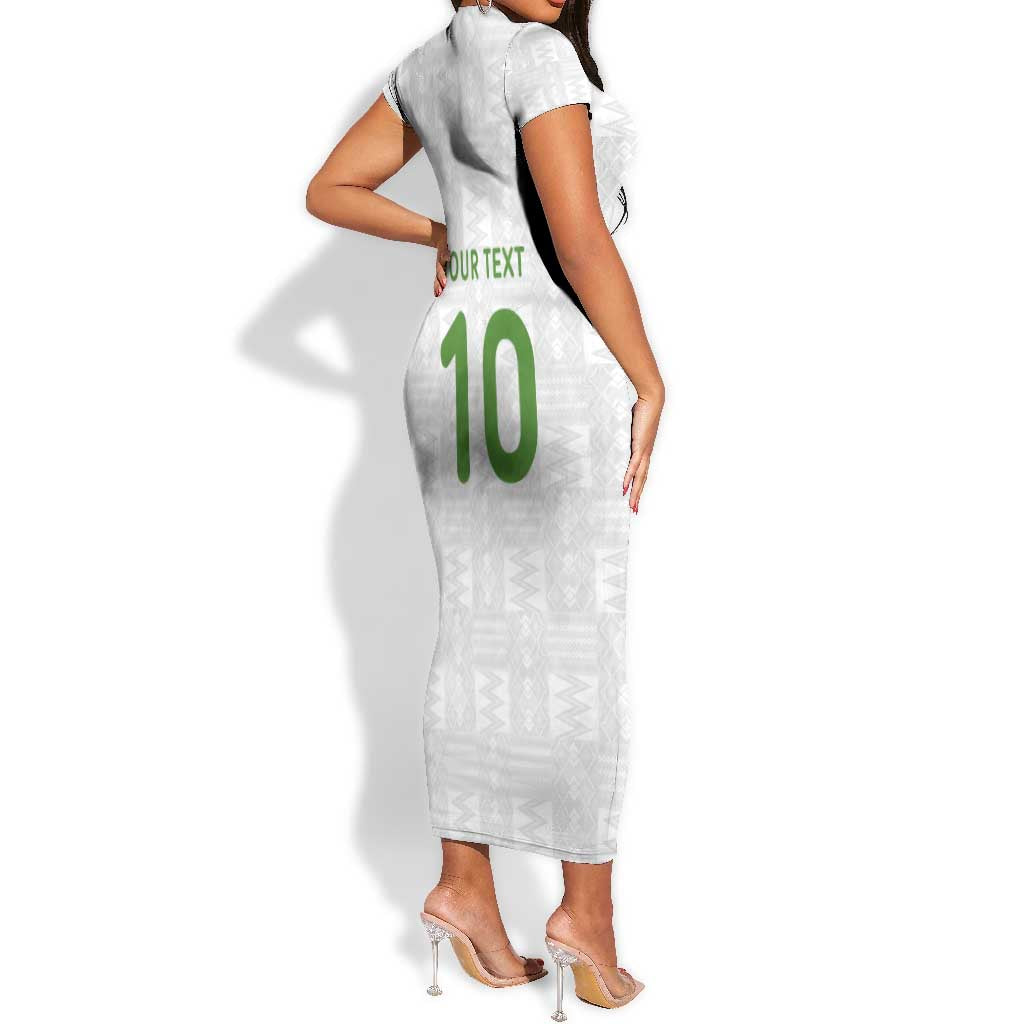 Ghana National Football Custom Short Sleeve Bodycon Dress Kente Motifs Sporty Style - African Pride