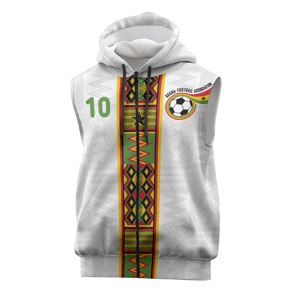 Ghana National Football Custom Sleeveless Zip Hoodie Kente Motifs Sporty Style - African Pride