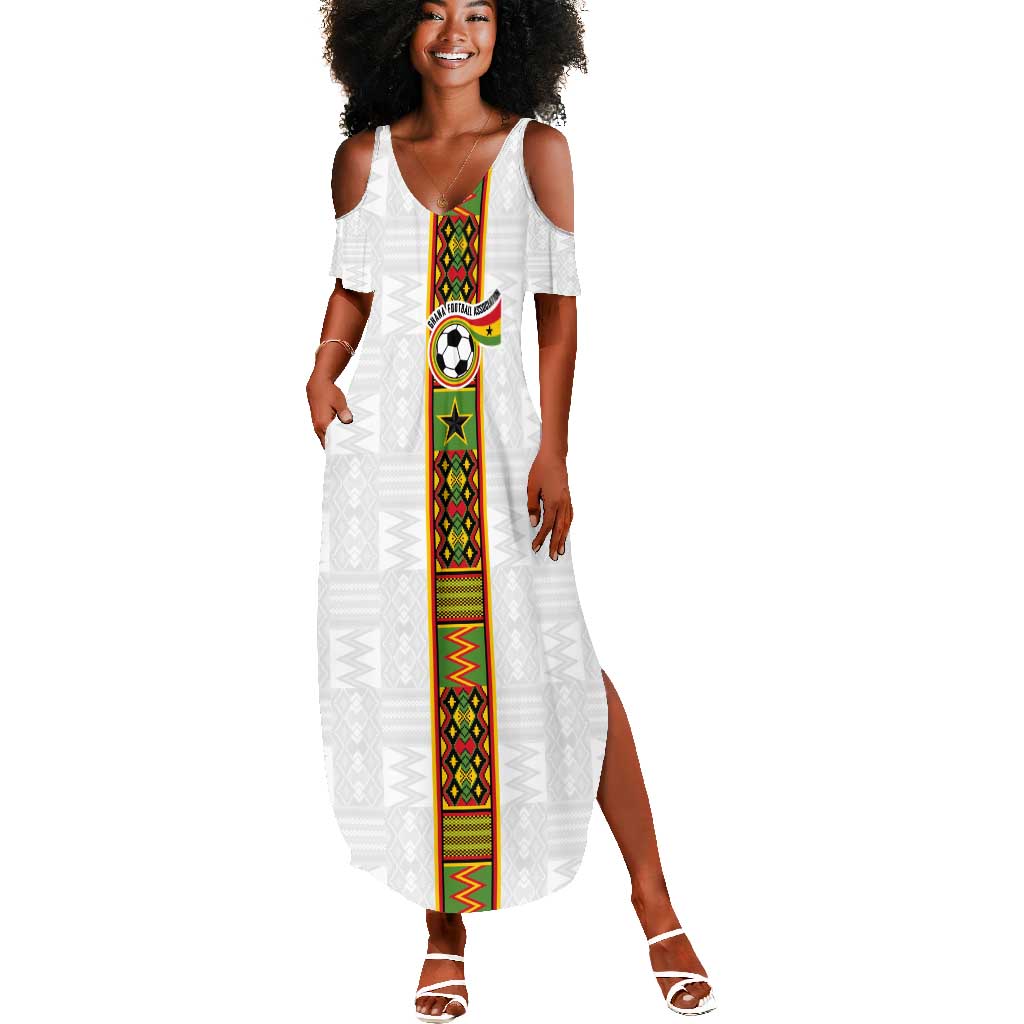 Ghana National Football Custom Summer Maxi Dress Kente Motifs Sporty Style - African Pride