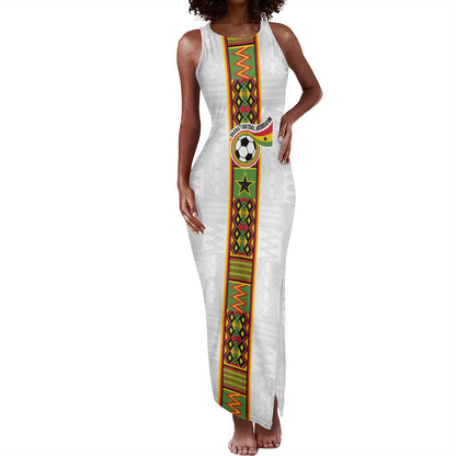 Ghana National Football Custom Tank Maxi Dress Kente Motifs Sporty Style - African Pride