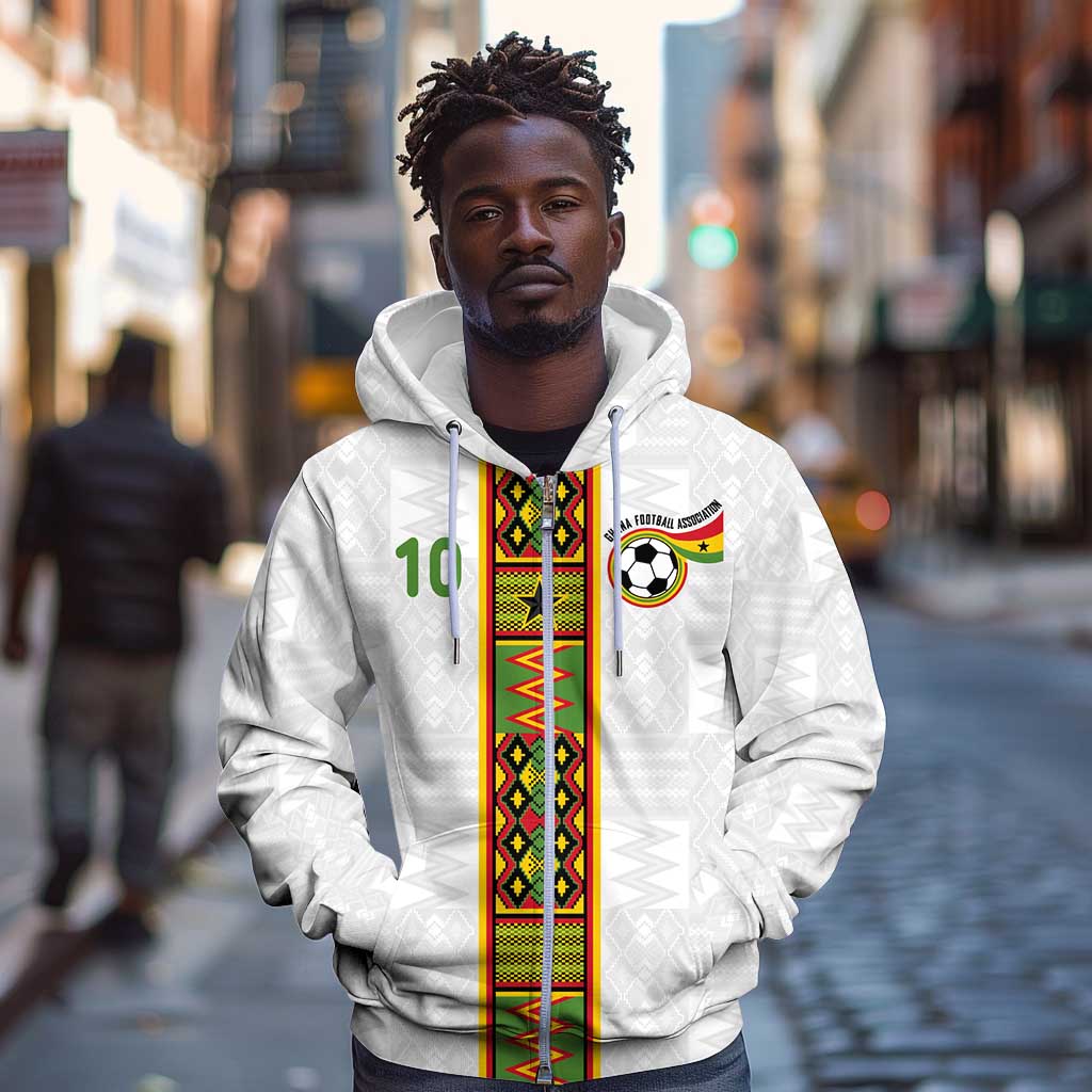 Ghana National Football Custom Zip Hoodie Kente Motifs Sporty Style - African Pride