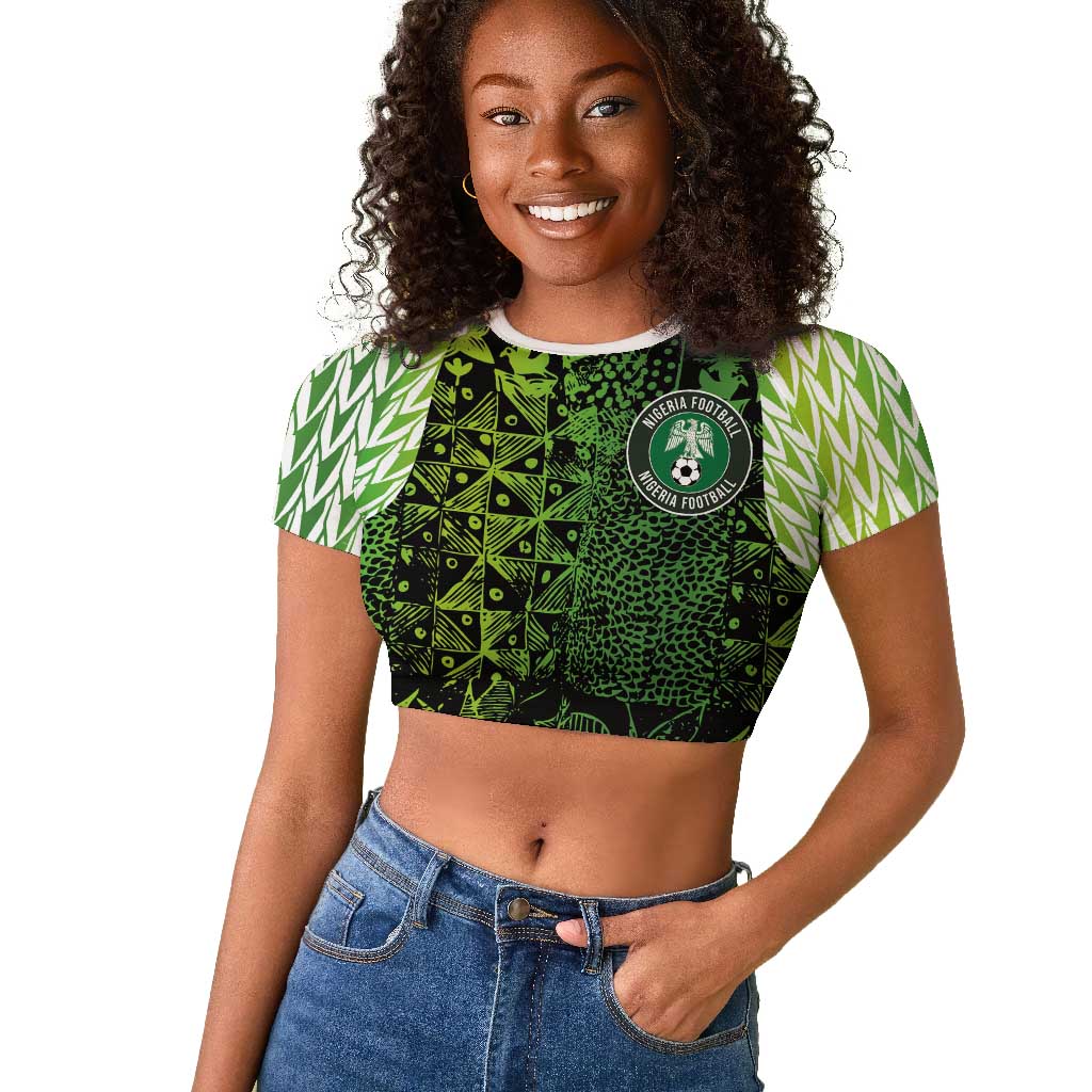Nigeria National Football Custom Raglan Cropped T shirt Super Eagles-Shoulders Sleeves Armor - African Pride
