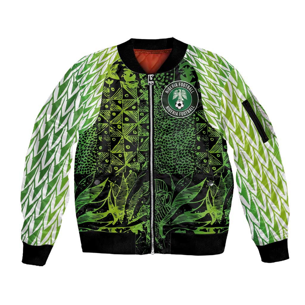 Nigeria National Football Custom Sleeve Zip Bomber Jacket Super Eagles-Shoulders Sleeves Armor - African Pride