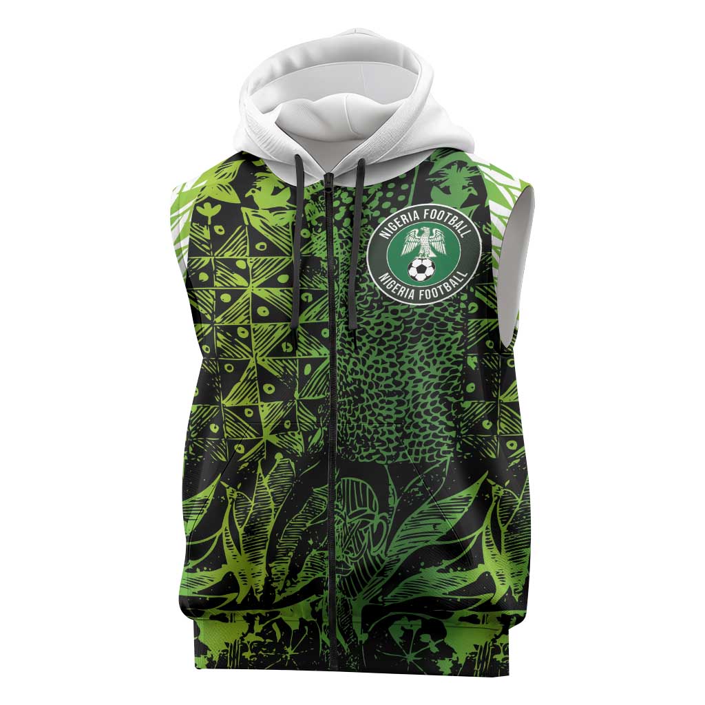 Nigeria National Football Custom Sleeveless Zip Hoodie Super Eagles-Shoulders Sleeves Armor - African Pride