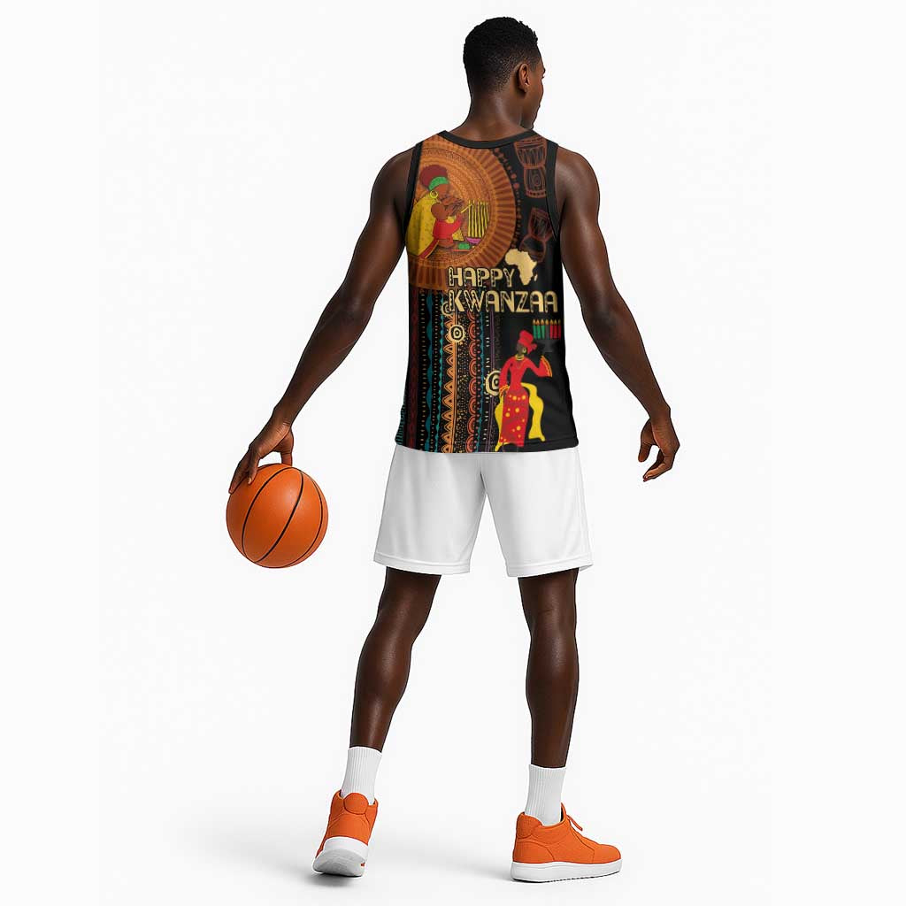 Happy Kwanzaa African Basketball Jersey - Tribal Pattern LT03