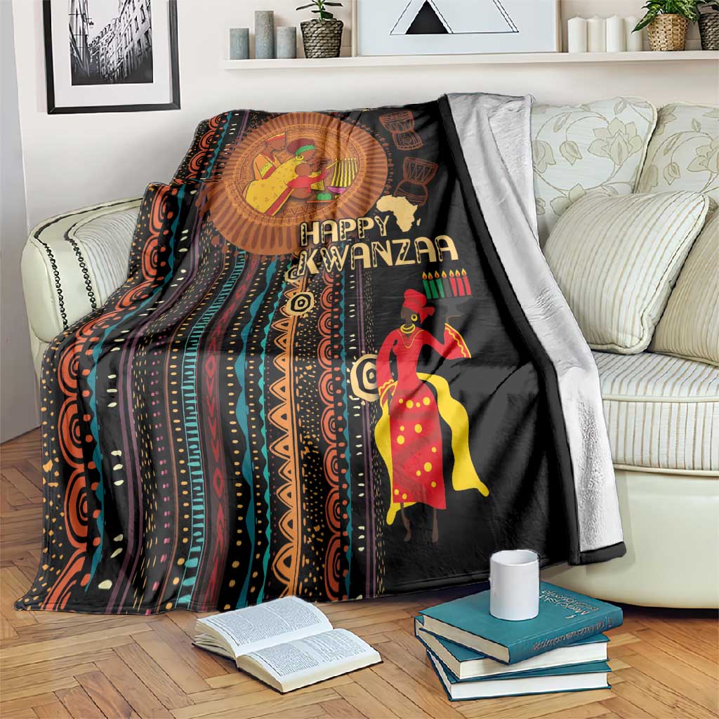 Happy Kwanzaa African Blanket - Tribal Pattern