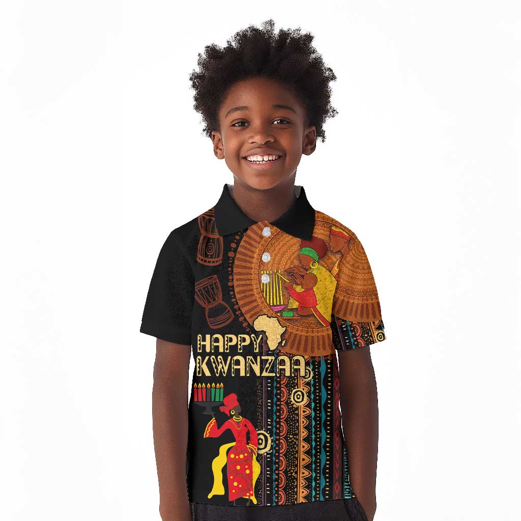Happy Kwanzaa African Kid Polo Shirt - Tribal Pattern