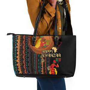 Happy Kwanzaa African Leather Tote Bag - Tribal Pattern