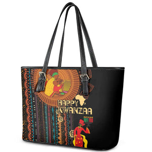 Happy Kwanzaa African Leather Tote Bag - Tribal Pattern