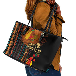 Happy Kwanzaa African Leather Tote Bag - Tribal Pattern