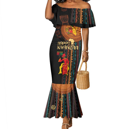 Happy Kwanzaa African Mermaid Dress - Tribal Pattern