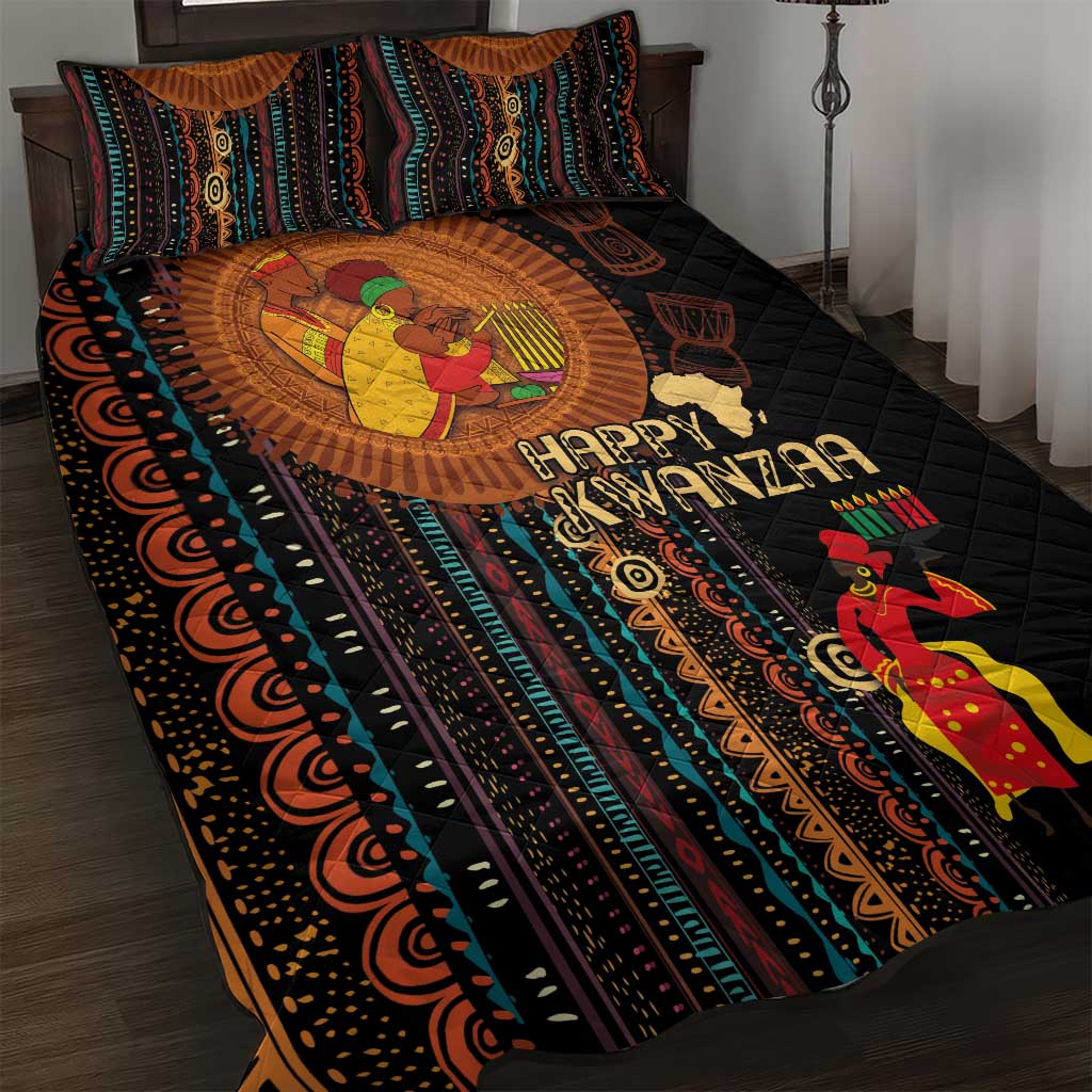 Happy Kwanzaa African Quilt Bed Set - Tribal Pattern