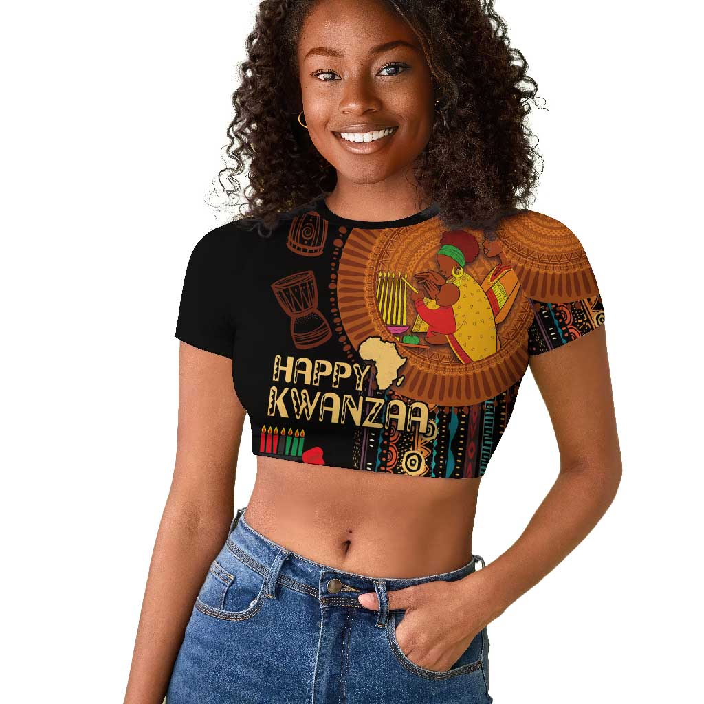 Happy Kwanzaa African Raglan Cropped T shirt - Tribal Pattern