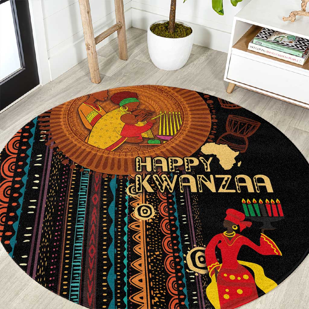 Happy Kwanzaa African Round Carpet - Tribal Pattern