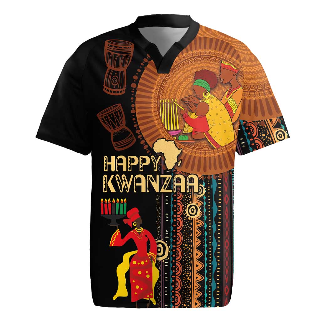 Happy Kwanzaa African Rugby Jersey - Tribal Pattern