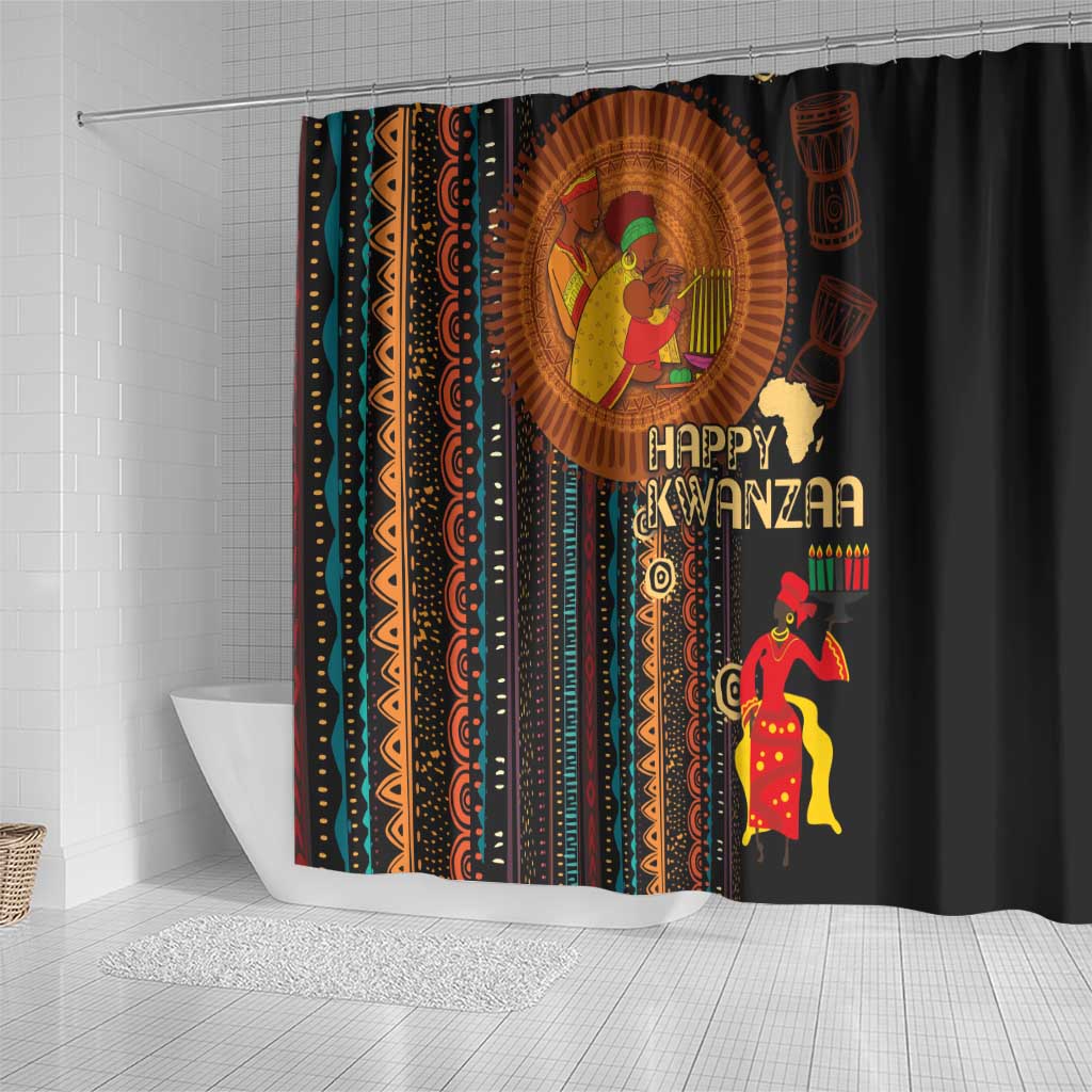 Happy Kwanzaa African Shower Curtain - Tribal Pattern