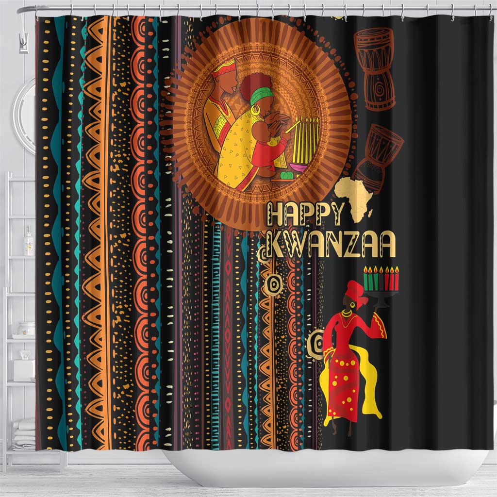 Happy Kwanzaa African Shower Curtain - Tribal Pattern