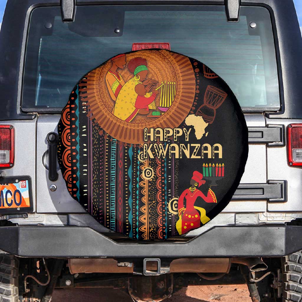 Happy Kwanzaa African Spare Tire Cover - Tribal Pattern