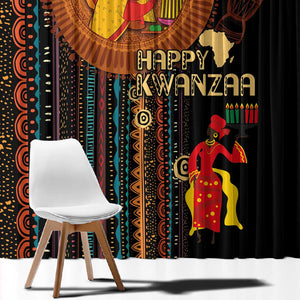 Happy Kwanzaa African Window Curtain - Tribal Pattern