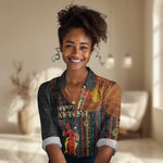 Happy Kwanzaa African Women Casual Shirt - Tribal Pattern LT03