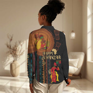 Happy Kwanzaa African Women Casual Shirt - Tribal Pattern