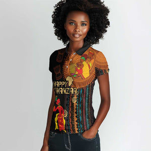 Happy Kwanzaa African Women Polo Shirt - Tribal Pattern