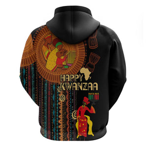 Happy Kwanzaa African Zip Hoodie - Tribal Pattern