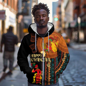 Happy Kwanzaa African Zip Hoodie - Tribal Pattern