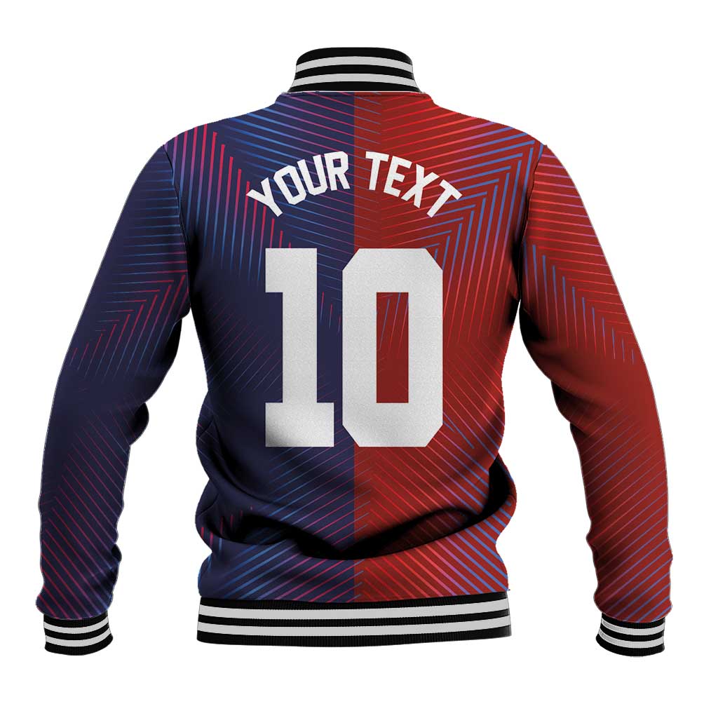 Custom Haiti National Football Baseball Jacket Red Blue The Half Sporty Design - African Pride